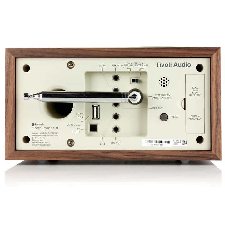 Tivoli Audio Model Three Bluetooth AM/FM Clock Radio in Walnut / Beige - M3USBTCLA