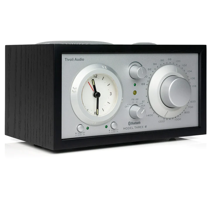 Tivoli Audio Model Three Bluetooth AM/FM Clock Radio in Black Ash / Silver - M3USBTBLK