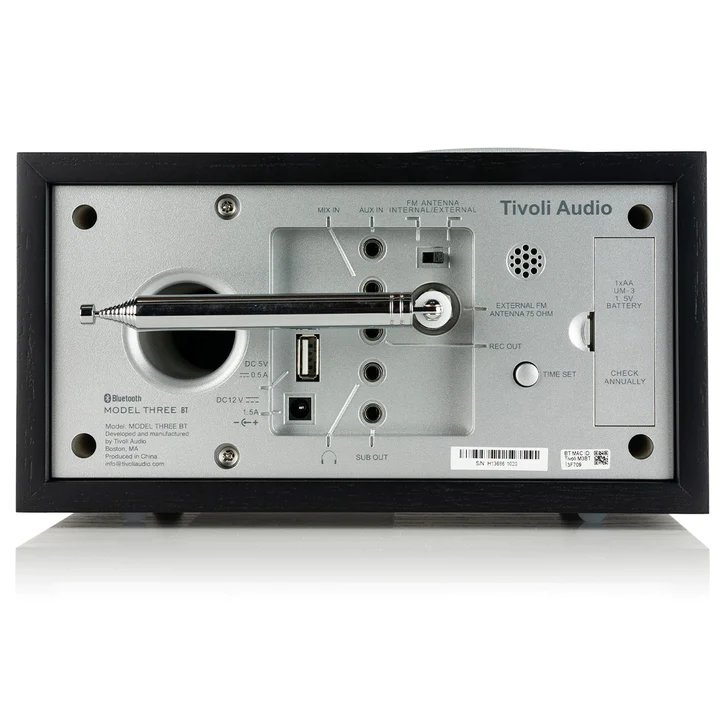 Tivoli Audio Model Three Bluetooth AM/FM Clock Radio in Black Ash / Silver - M3USBTBLK