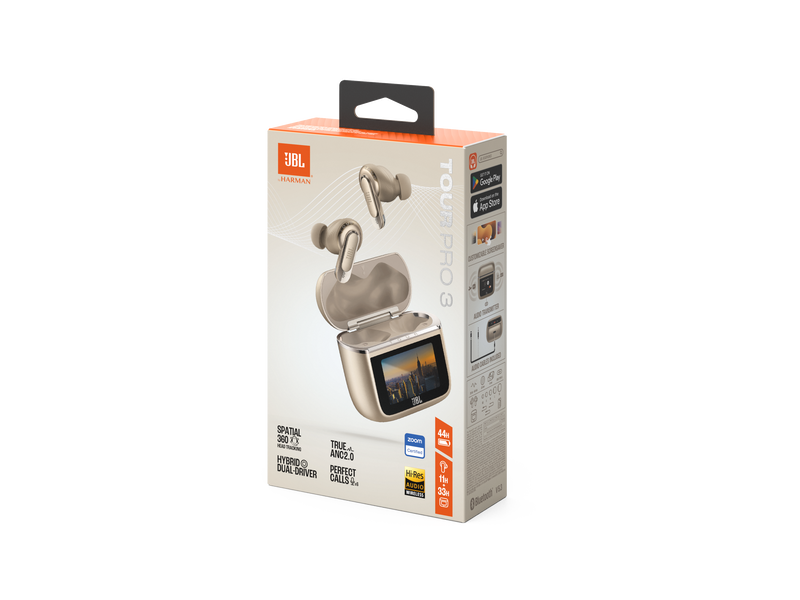 JBL Tour Pro 3 True Wireless Noise Cancelling Earbuds with Smart Charging Case in Latte - JBLTOURPRO3LTTAM