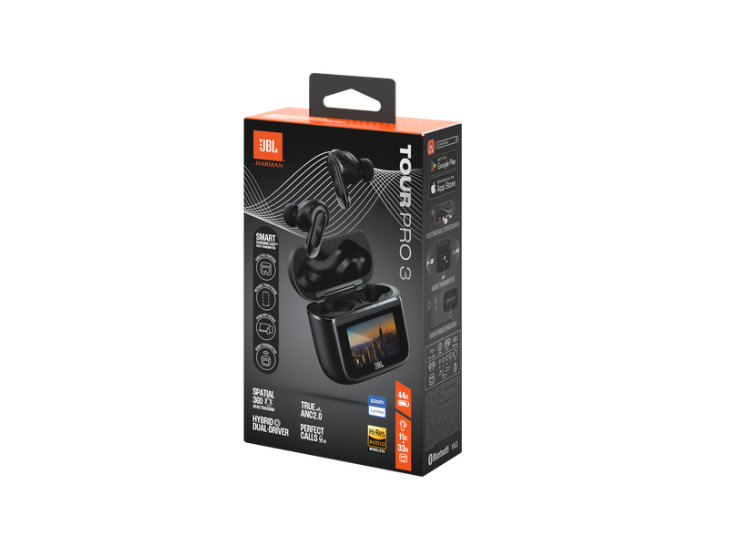 JBL Tour Pro 3 True Wireless Noise Cancelling Earbuds with Smart Charging Case in Black - JBLTOURPRO3BLKAM
