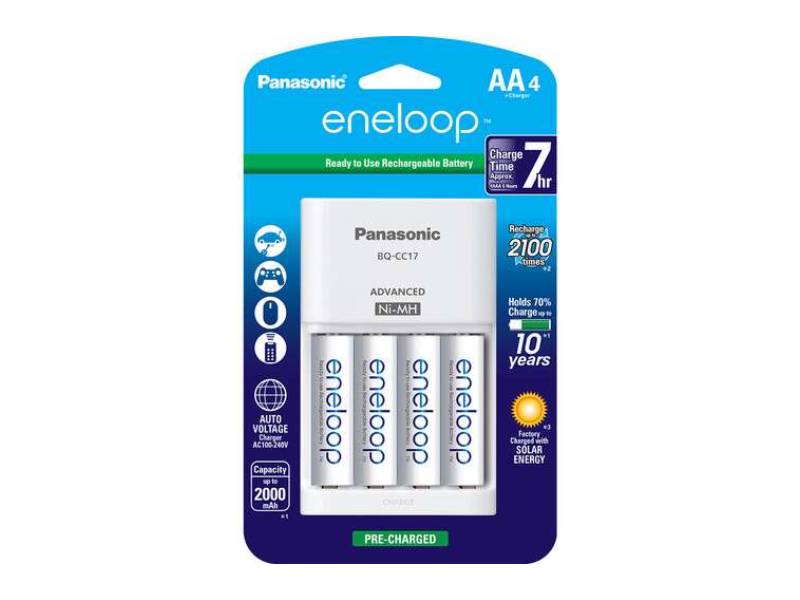 Panasonic Eneloop Rechargeable AA Ni-MH Batteries with Charger - KKJ17MCA4BA