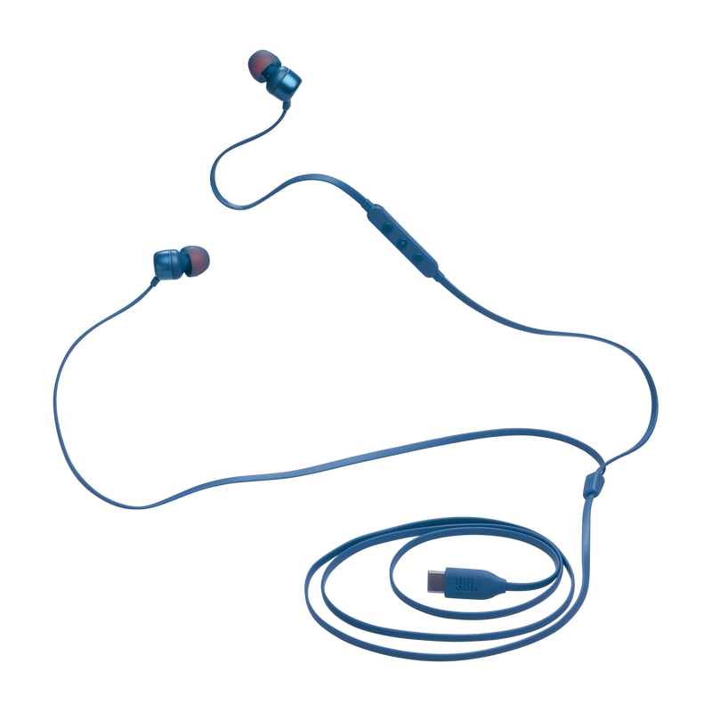 JBL Tune 310C USB In-Ear Headphones with Hi-Res Audio in Blue - JBLT310CBLUAM