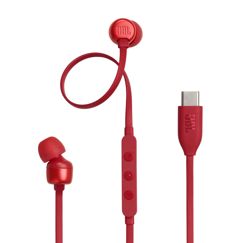 JBL Tune 310C USB In-Ear Headphones with Hi-Res Audio in Red - JBLT310CREDAM