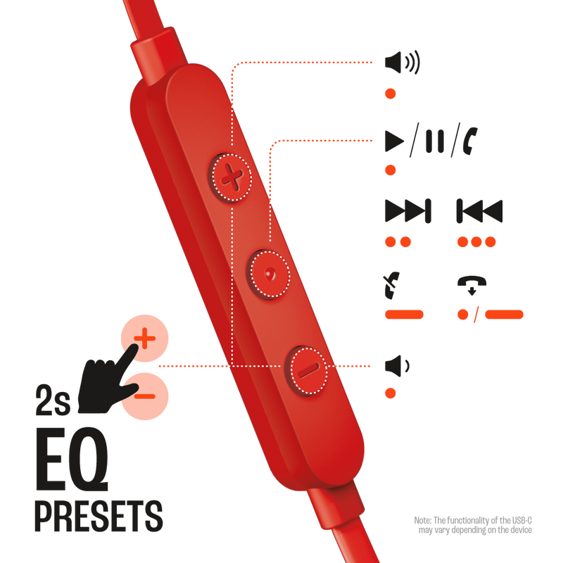 JBL Tune 310C USB In-Ear Headphones with Hi-Res Audio in Red - JBLT310CREDAM