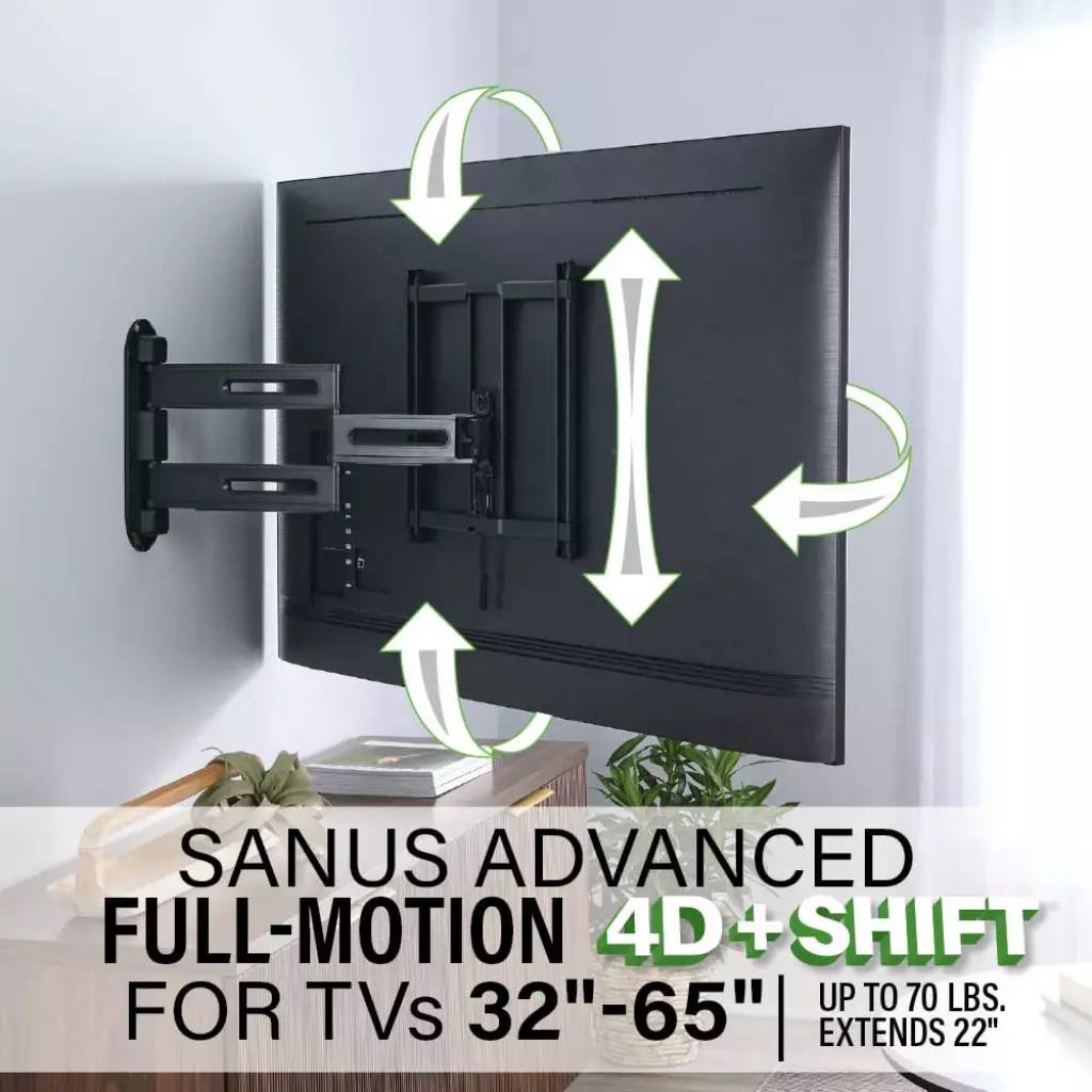 Sanus Advanced Full-Motion 4D + Shift 32"- 65" TV Wall Mount  - VMF822-B3