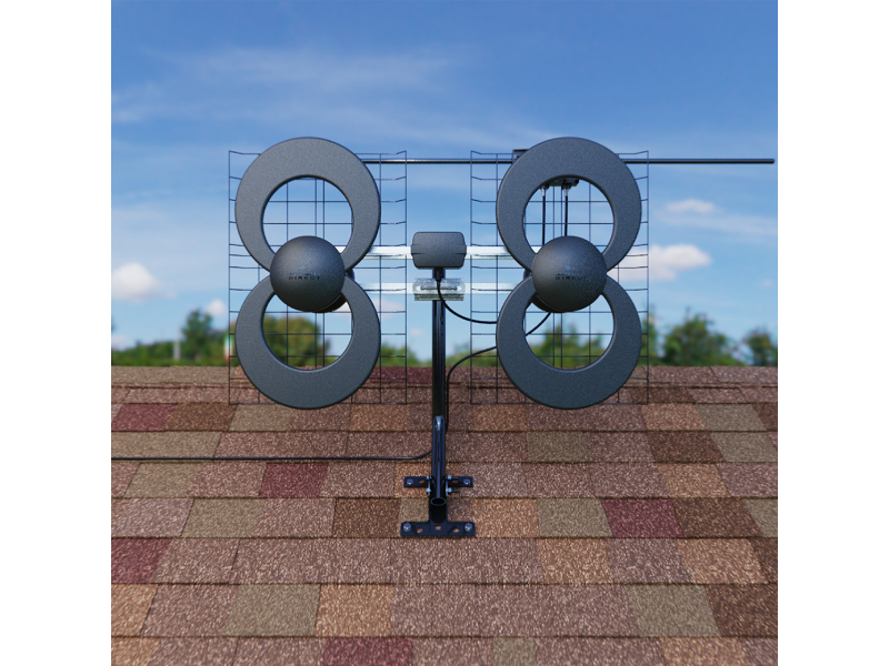 Antennas Direct ClearStream 4V Indoor Outdoor UHF VHF HD TV Antenna 70-Mile Range with 20-in Mast - C4-V-CJM-CN