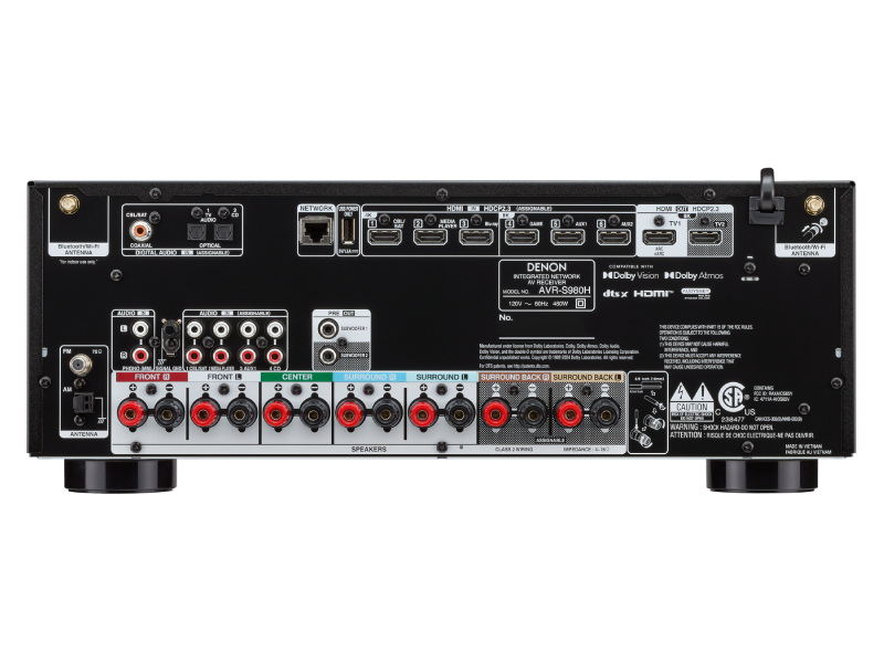 Denon 7.2 Channel 90W 4K 8K Dolby Atmos AV Receiver Powered by HEOS - AVRS980HBKE3