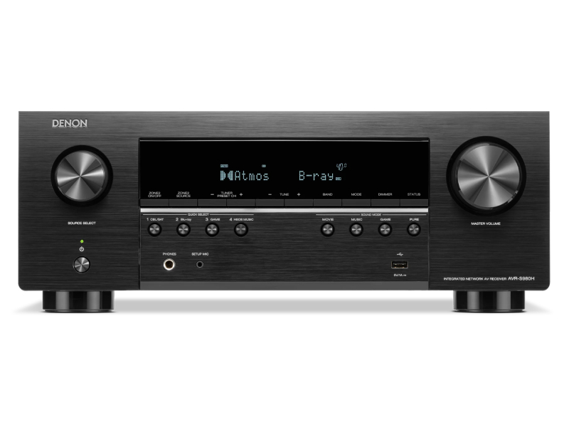 Denon 7.2 Channel 90W 4K 8K Dolby Atmos AV Receiver Powered by HEOS - AVRS980HBKE3