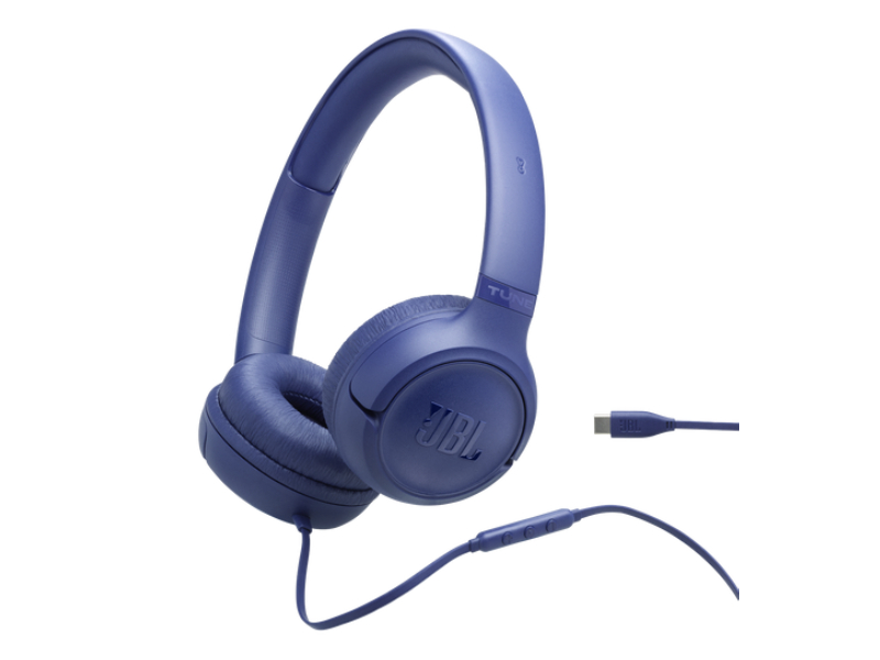 JBL Tune 530C Hi-res USB-C Wired On-ear Headphones In Blue - JBLT530CBLUAM