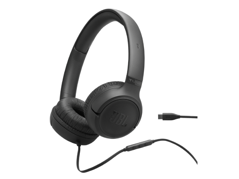 JBL Tune 530C Hi-res USB-C Wired On-ear Headphones In Black - JBLT530CBLKAM