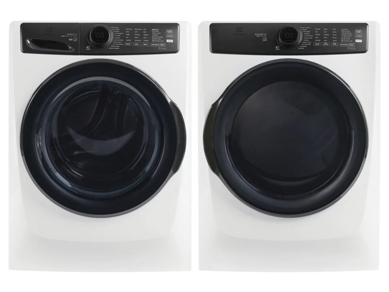 27" Electrolux Front Load Electric Dryer and Front Load Perfect Steam Washer - ELFE773CMW-ELFW7738MW