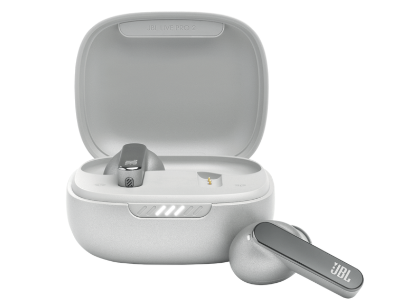 JBL True Wireless Noise Cancelling Earbuds in Silver - JBLLIVEPRO2TWSSLAM