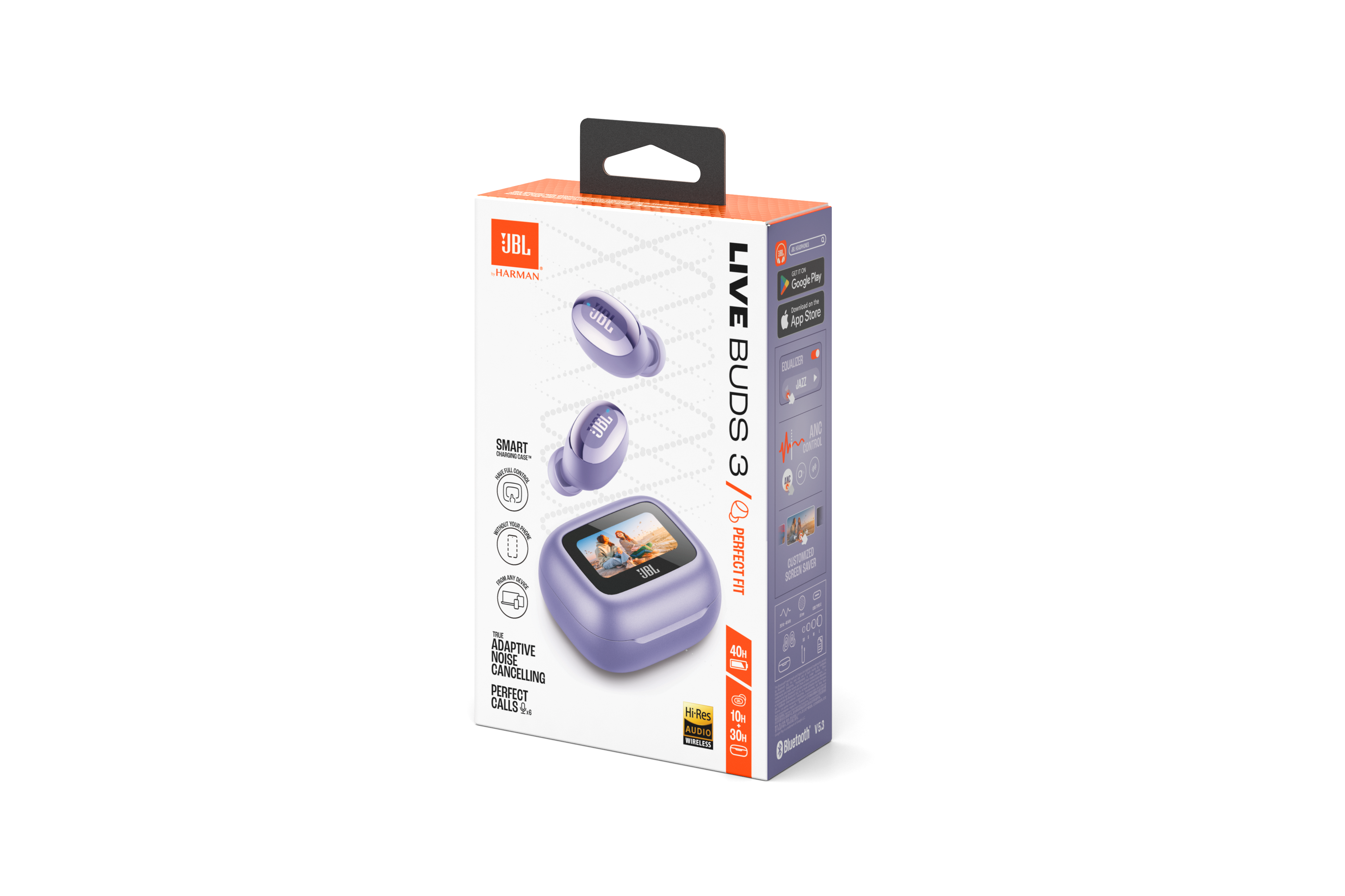 JBL Live Buds 3 True Wireless Noise-Cancelling Earbuds with Hi-Res Audio in Purple - JBLLIVEBUDS3PURAM
